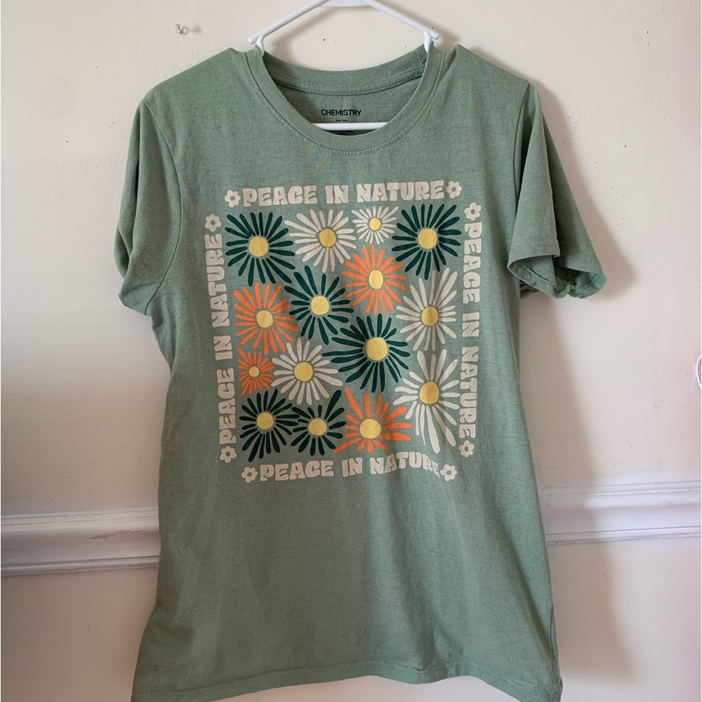 green floral graphic tee